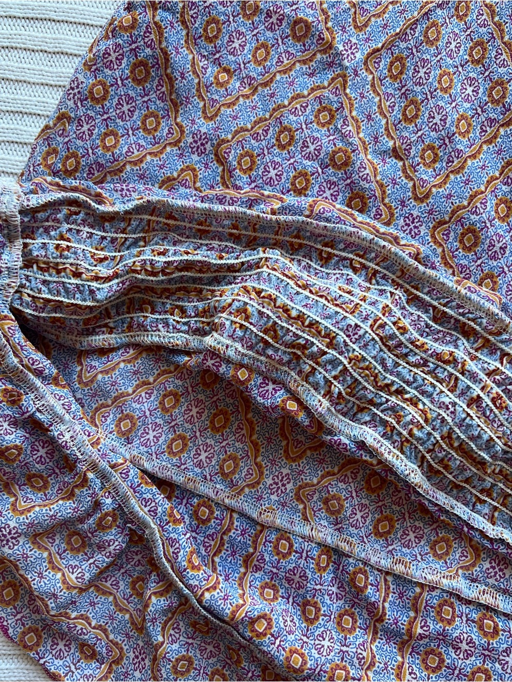 Intimissimi Y2K Boho Tile Print Sheer Racerback Slip Dress Ruffle Hem Cami - Picture 6 of 6